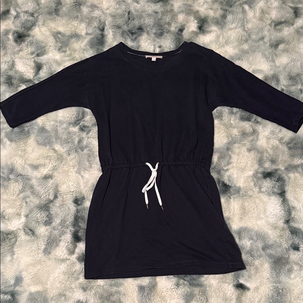 LOFT Black Mini Dress with Drawstring Waist